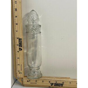 Vintage Wheaton Glass Apothecary Jar With Lid Clear Swirl 10 Inch Clear